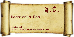 Macsicska Dea névjegykártya